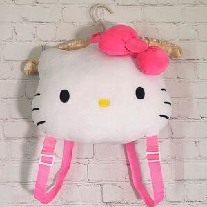 RARE Sanrio Hello Kitty Pink White Cat Face Plush Stuffed Mini Backpack Kawaii